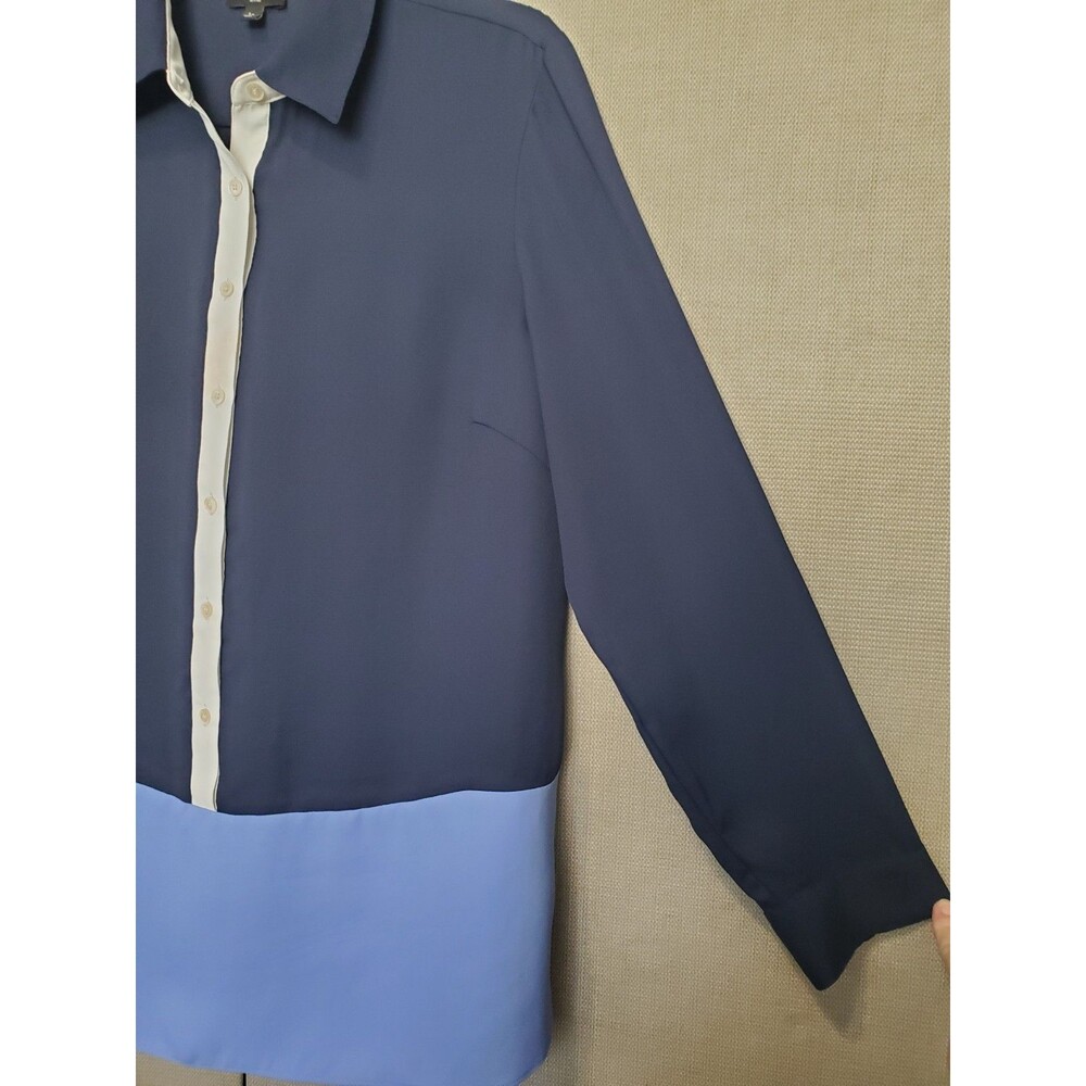 Talbots Petite Colorblock Roll-Tab Sleeve Button-… - image 2